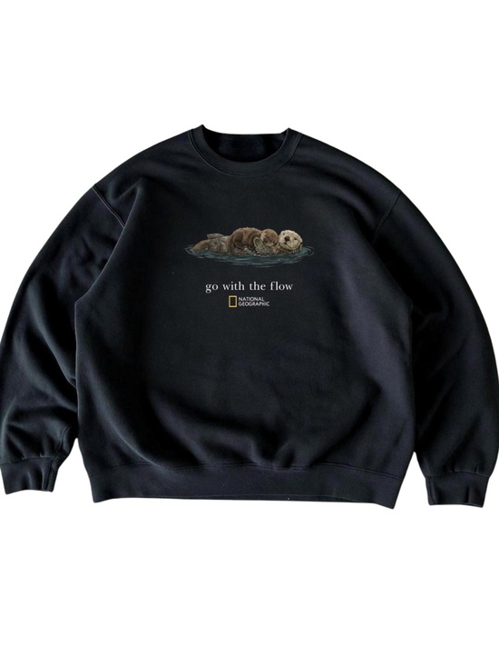 Gildan Tops - Gildan Black "Go With The Flow" Otter Sweatshirt